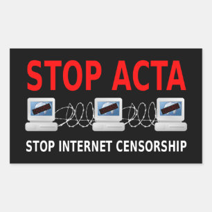 Rectangular DETENER Pegatina de Censura de Internet ACTA