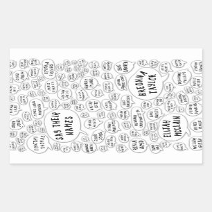 Rectangular digan sus nombres pegatina redondo clásico