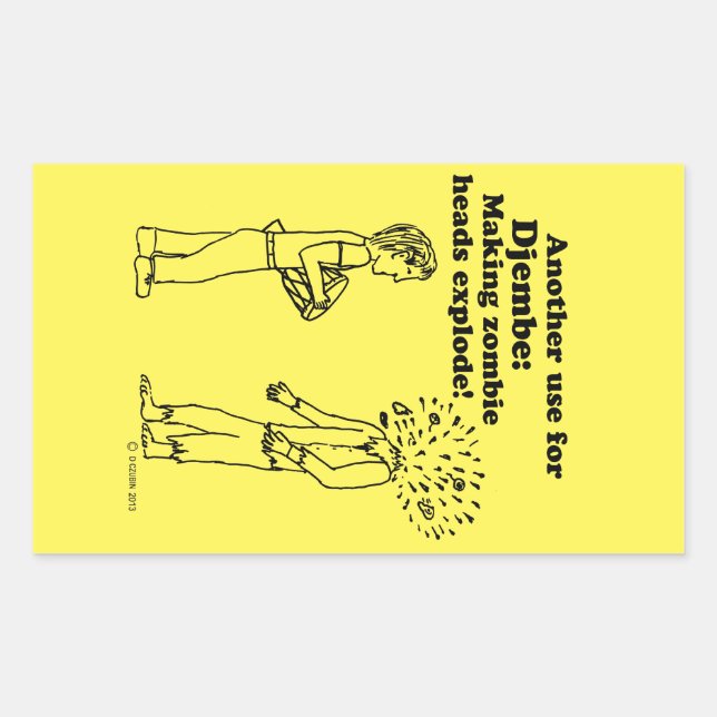 Rectangular Djembe hace que los zombies exploten Pegatina rect (Anverso)