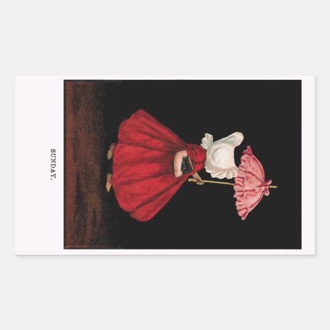 Rectangular Domingo de los años 1900 Pegatina de Sunbonnet Sue (Anverso)