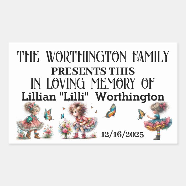 Rectangular Donación - En Memoriam Pegatina (Anverso)