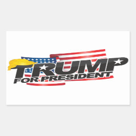 Rectangular Donald Trump Pegatina de presidente (con pelo)