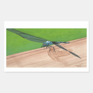 Rectangular Dragonfly azul en un Pegatina ferroviario