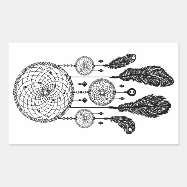 Rectangular Dreamcatcher - Pegatina (Blanco) (Anverso)
