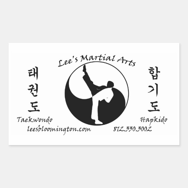 Rectangular El Pegatina de artes marciales de Lee (Anverso)