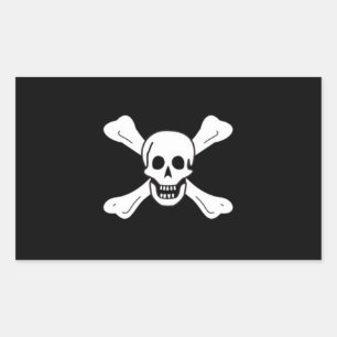 Rectangular El Pegatina de la bandera pirata de Richard Worley