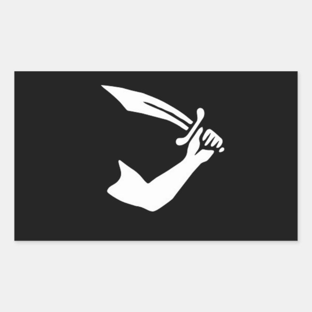Rectangular El Pegatina de la bandera pirata de Thomas Tew (Anverso)