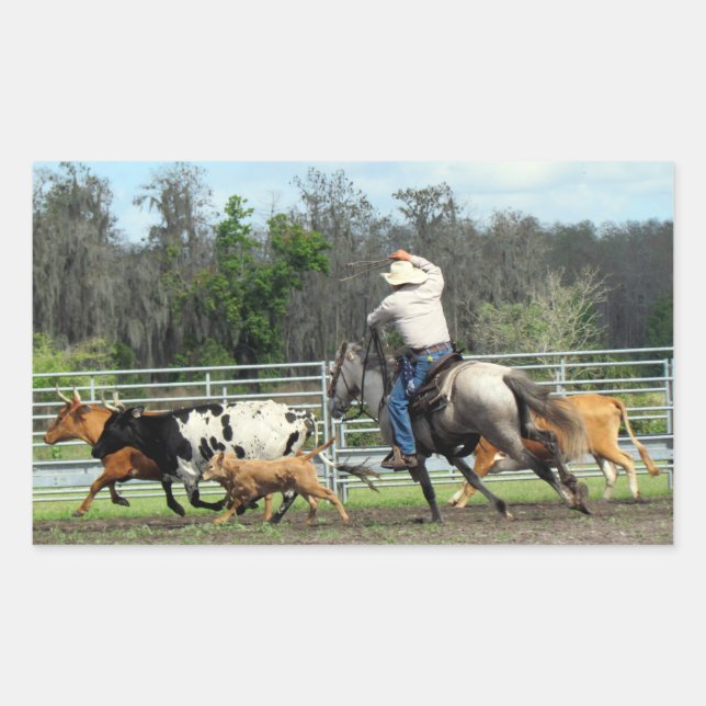 Rectangular El Pegatina Roundup - Ranch (Anverso)