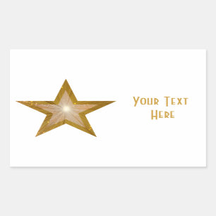 Rectangular Estrella "Gold" Estrella "Tu texto" pegatina de re