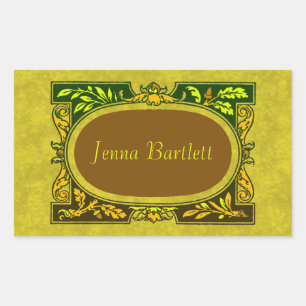 Rectangular Ex Libris Cartouche Pegatina