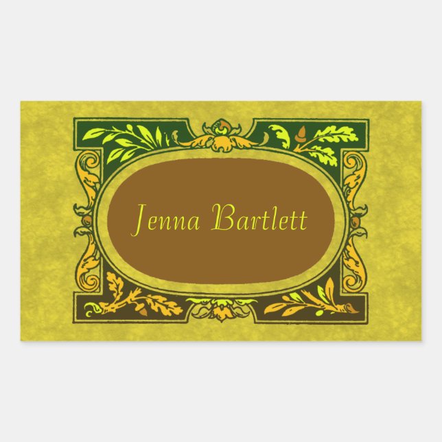 Rectangular Ex Libris Cartouche Pegatina (Anverso)