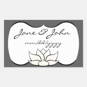 Rectangular Exquisito Lotus en Pegatina blanco y tierno