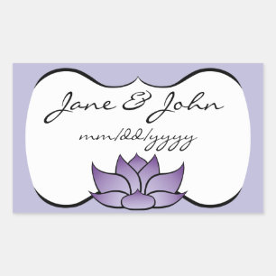 Rectangular Exquisito Lotus en Pegatina morado