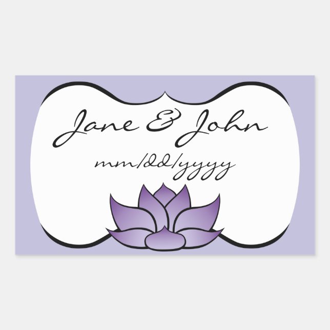 Rectangular Exquisito Lotus en Pegatina morado (Anverso)