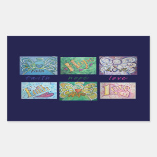 Rectangular Faith Hope Love Angel Word Collage Pegatina