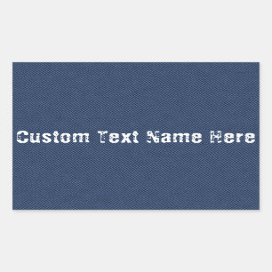 Rectangular Faux Blue Jeans Fabric Cuatsom Pegatina de nombres