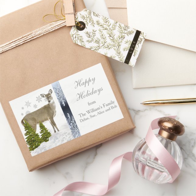 Rectangular Felices Fiestas Pegatina de Saludo Personalizada (Regalar)