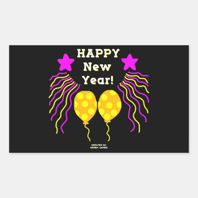 Rectangular Feliz Año Nuevo desea a Rectangle Pegatina (Anverso)