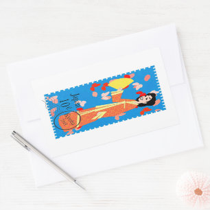 Rectangular Feliz Chica Japón estampado arte Pegatina decorati