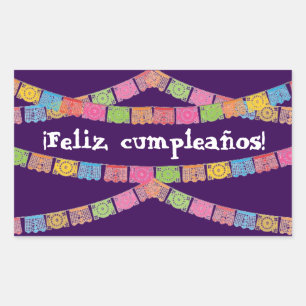 Rectangular Feliz Cumpleanos Pegatina