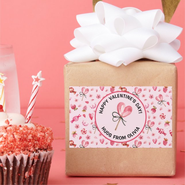 Rectangular Feliz Día de San Valentín, 4 Rectángulo, Pegatina  (Fiesta)