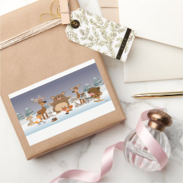 Rectangular Feliz Navidad! Pegatina de animales de la selva
