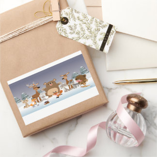 Rectangular Feliz Navidad! Pegatina de animales de la selva