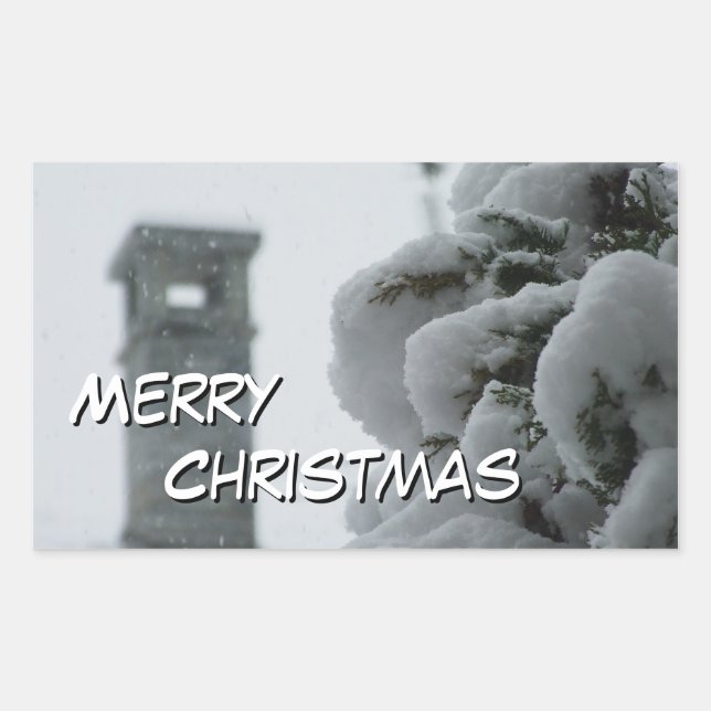 Rectangular Feliz Pegatina navideño (Anverso)