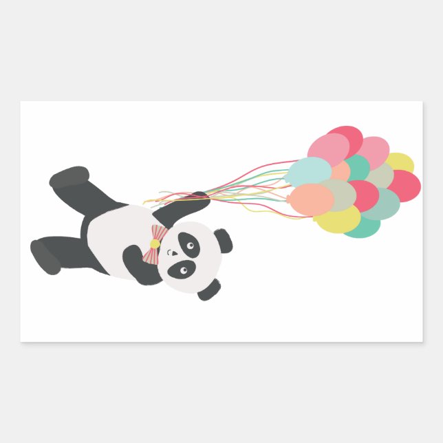 Rectangular Fiesta Panda - Panda con Pegatina de globos (Anverso)