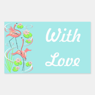 Rectangular Flamingo Fandango Slim Duo Con pegatina De Amor