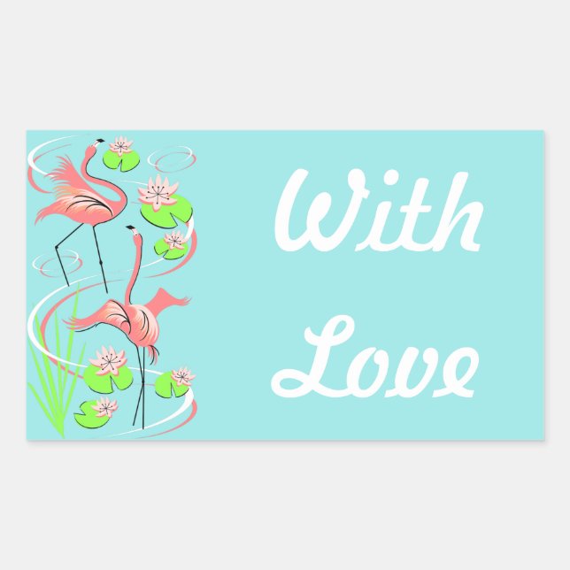 Rectangular Flamingo Fandango Slim Duo Con pegatina De Amor (Anverso)