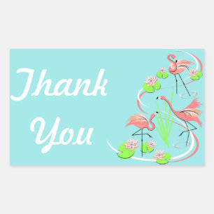 Rectangular Flamingo Fandango Trio Gracias pegatina