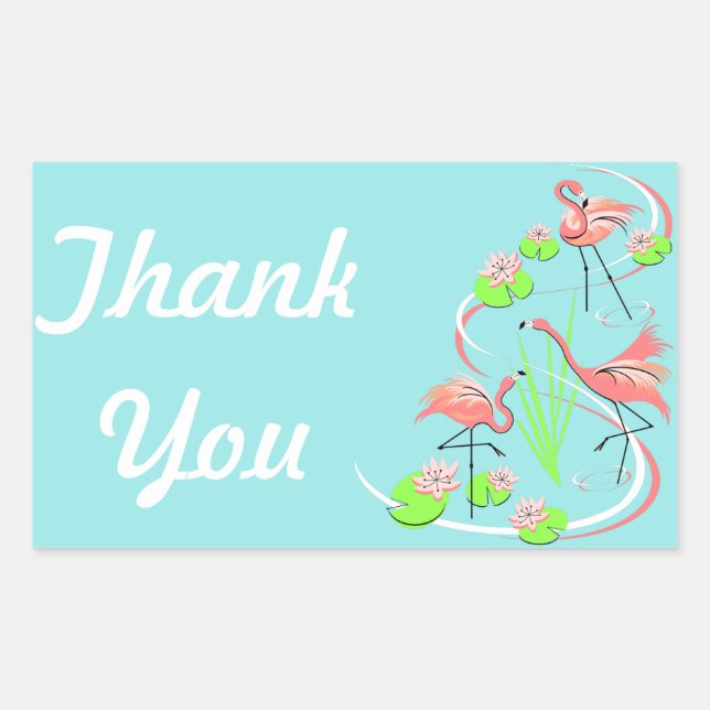 Rectangular Flamingo Fandango Trio Gracias pegatina (Anverso)