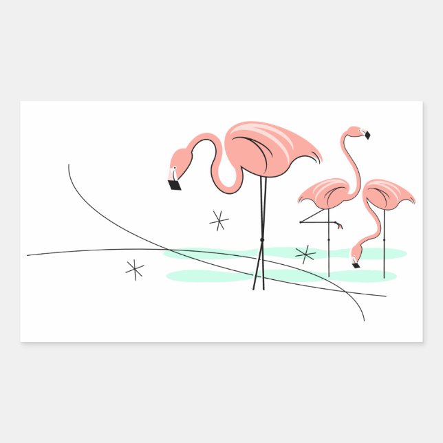 Rectangular Flamingo Ocean Trio 3 rectángulo pegatina (Anverso)