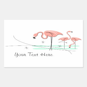Rectangular Flamingo Ocean Trio 3 Rectángulo pegatina de texto