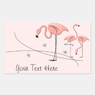 Rectangular Flamingos Trío rosa 3 Rectángulo pegatina de texto
