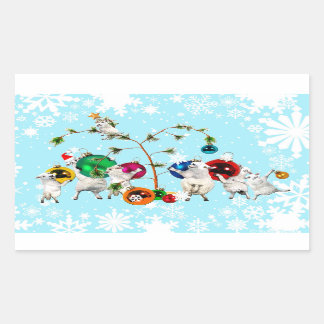 Rectangular Fleece Festibe Baubles up Pegatina