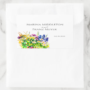 Rectangular Flores silvestres de verano pegatina redonda clási