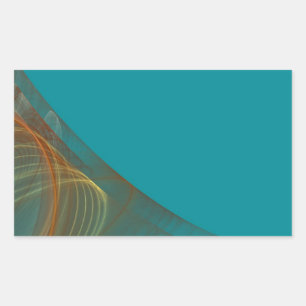 Rectangular Fondo fractal azul verdoso con pegatina rectangula