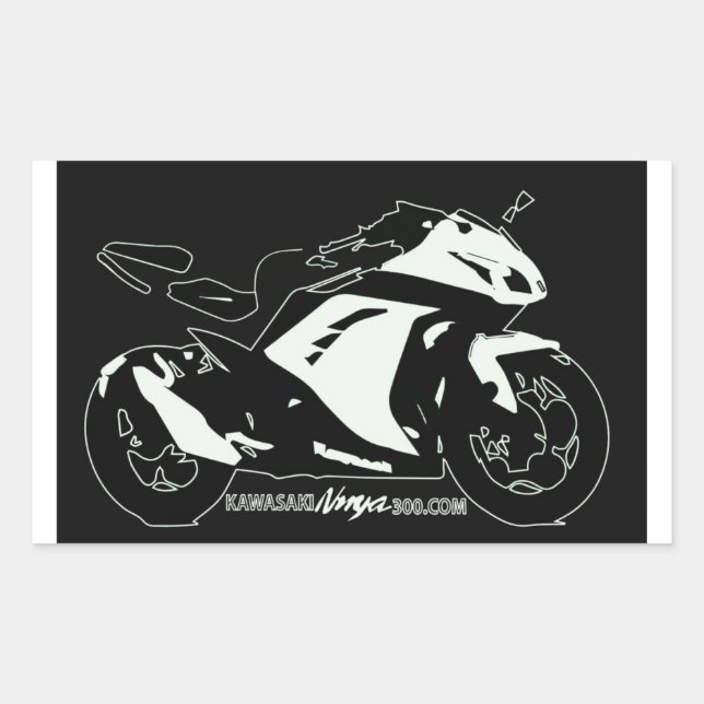 Rectangular Foro Ninja 300 pegatina blanco y negro (Anverso)