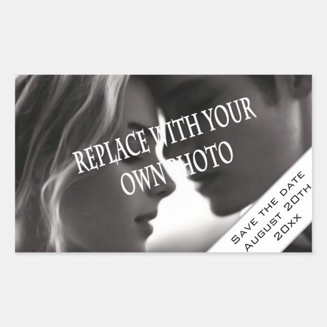 Rectangular Foto guardar el pegatina de fecha (Anverso)