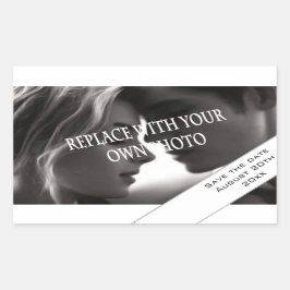 Rectangular Foto guardar el pegatina de fecha