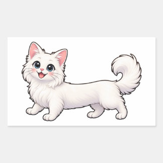 Rectangular Gatito Blanco Adorable Pegatina de Dachshund – Cue