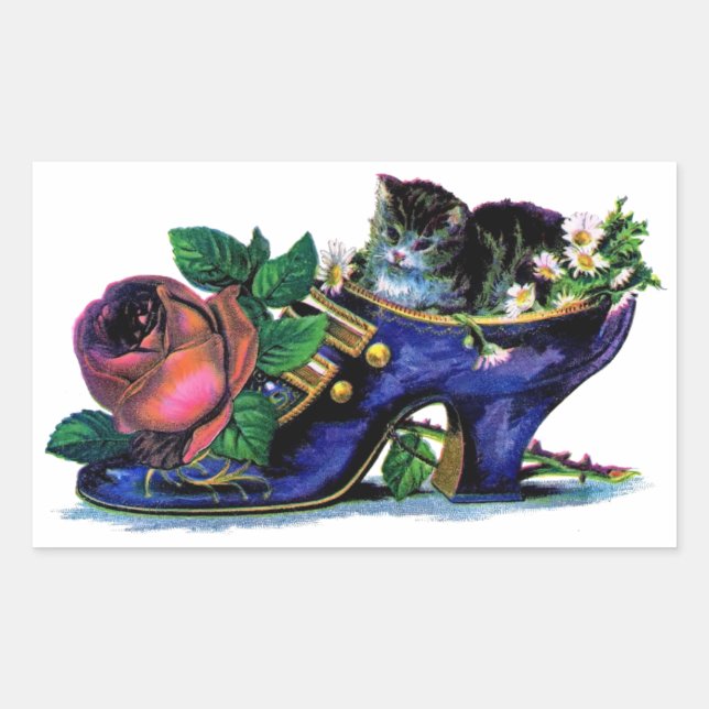 Rectangular Gatito ventilado en el Pegatina de zapatos de Lady (Anverso)