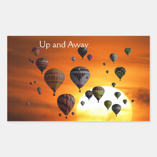 Rectangular Globos aerostáticos en vuelo Pegatina (Anverso)