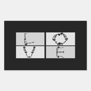 Rectangular Gótico Skeleton Love Pegatina