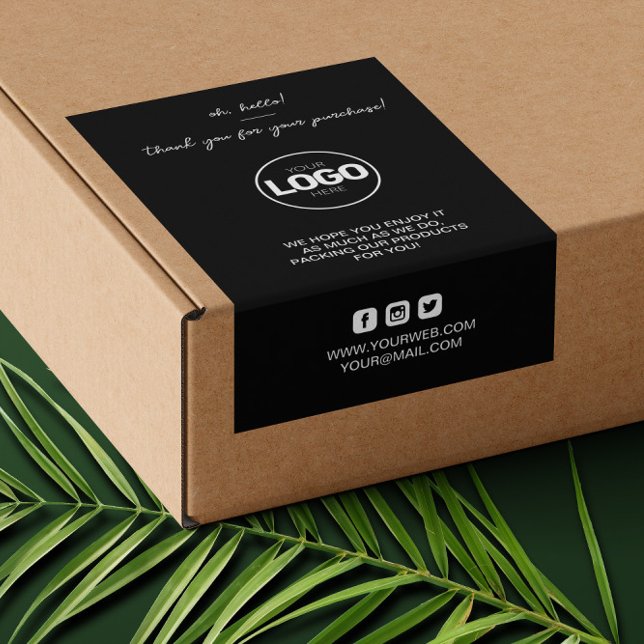 Rectangular Gracias Pegatina de envío de moda de empaquetado d (Subido por el creador)