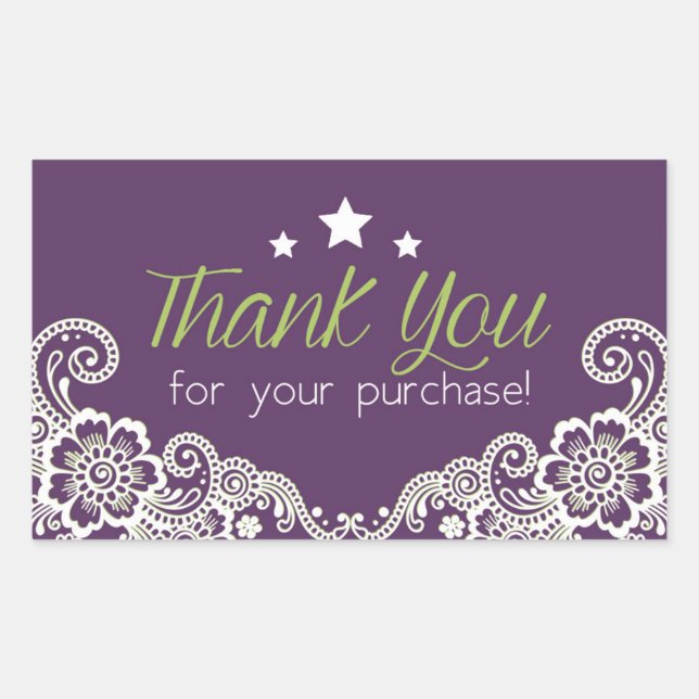 Rectangular Gracias por tu pegatina de compra (Anverso)