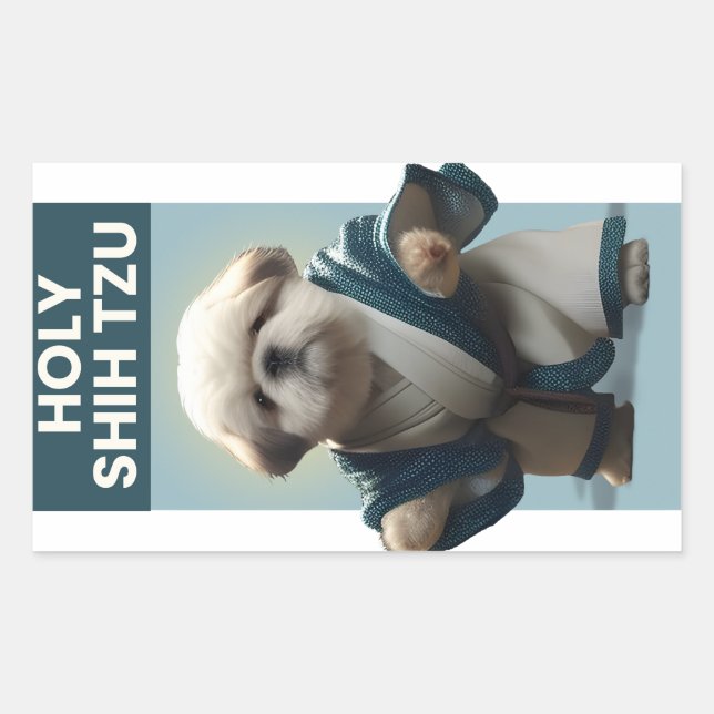 Rectangular Gracioso Pegatina de Perro Shi Tzu (Anverso)