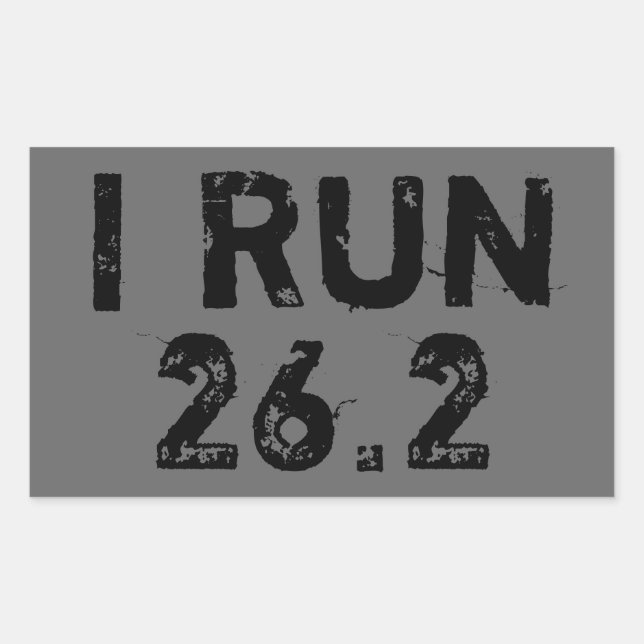 Rectangular Gray I Run 26.2 Pegatina (Anverso)